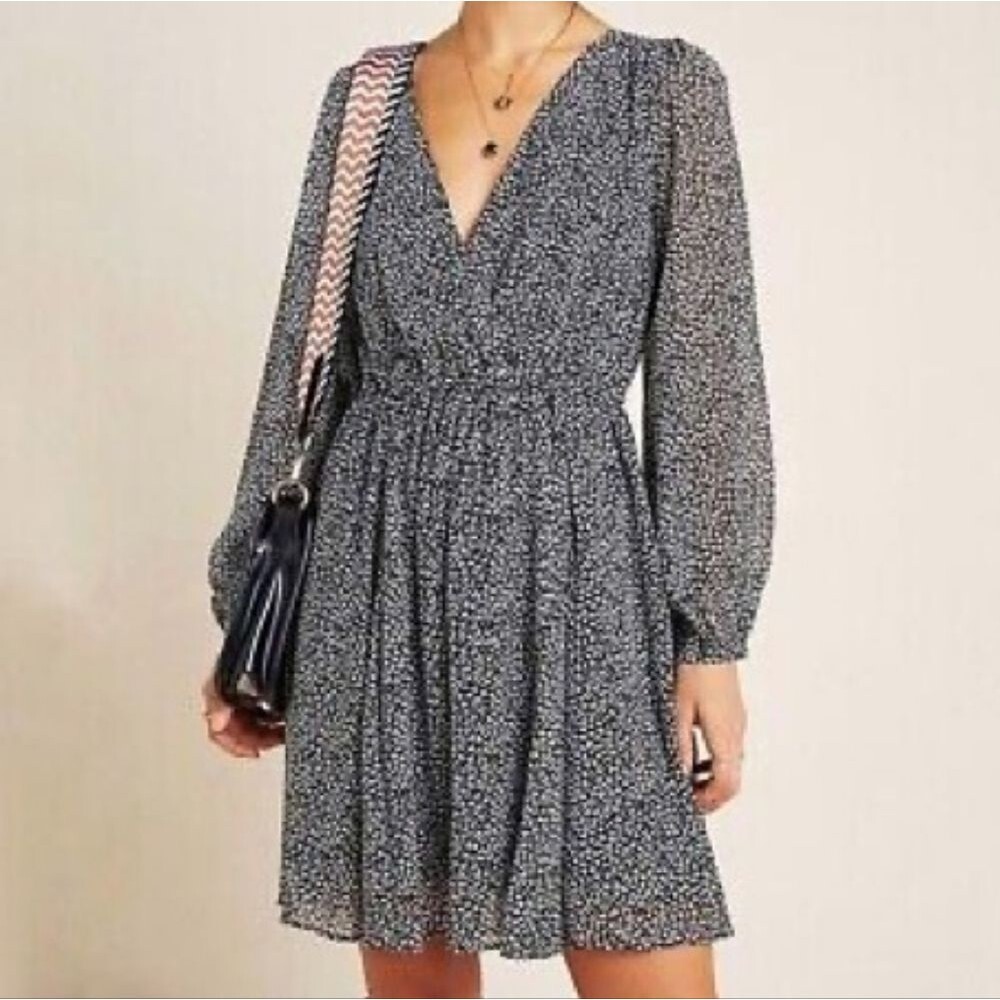 Maeve by Anthropologie Long-Sleeve Leopard-Print Dress Size Medium